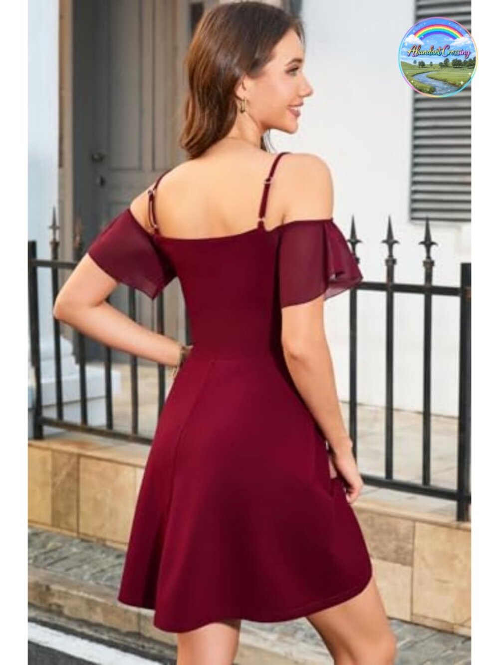 Women's Off Shoulder Cocktail Dress Chiffon Flutter Sleeve A-Line Mini